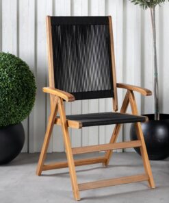 Køb Safari- 2 spisebordsstole i akacietræ og sorte kunstreb online billigt møbel