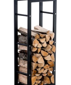 Køb Brændeholder 25x40x100 cm sort uden fødder online billigt møbel