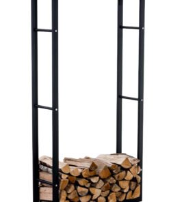 Køb Brændeholder 25x80x150 cm sort uden fødder online billigt møbel
