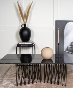 Køb Leggy - Sofabord i sort mønstret fiberbeton og metalstel online billigt møbel