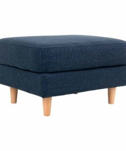 Køb Bologna puf mørkeblå velour med træben online billigt møbel