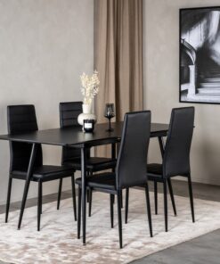 Køb Laredo - Spisebord i sort MDF med 1 tillægsplade