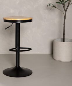 Køb Tuk - 2 Barstole i metal med trælook sæde