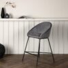 Køb Costello- Barstol i metal og sæde i gråt fløjl online billigt møbel
