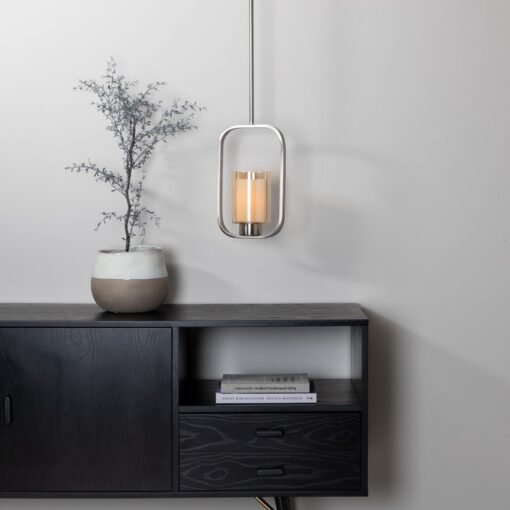 Køb Laurie - Loftlampe i stål med glaskuppel og rektangulært design online billigt møbel