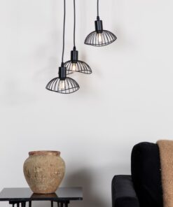 Køb Bloom - Loftlampe i sort tråd af metal med tre skærme online billigt møbel