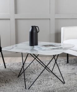 Køb Tubas- Sofabord i hvid marmor glas og sort metal