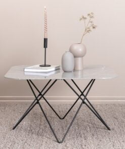 Køb Tubas- Sofabord i grå marmor glas og sort metal