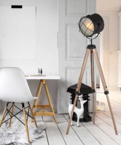 Køb Denia - Gulvlampe i træ og metal online billigt møbel