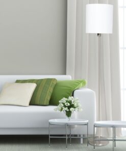 Køb Taylor - gulvlampe i stål og hvidt stof online billigt møbel