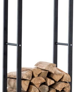 Køb Brændeholder 25x60x150 cm sort med fødder online billigt møbel