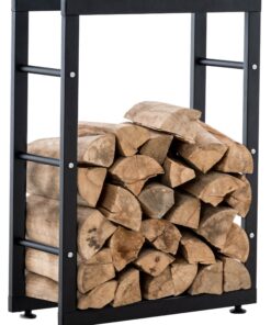 Køb Brændeholder 25x40x80 cm sort med fødder online billigt møbel