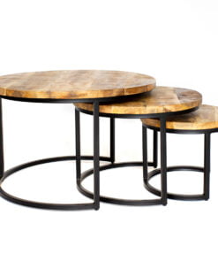 Køb Sideborde i lys mangotræ (sæt med 3) online billigt møbel