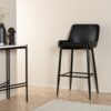 Køb Rusty - 2 Barstole i metal og sæde i sort kunstlæder online billigt møbel