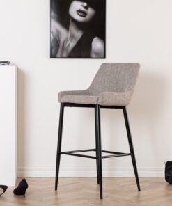 Køb Rusty - 2 Barstole i metal og sæde i beige microfiber stof online billigt møbel