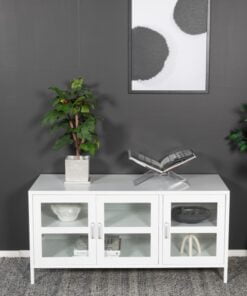 Køb Ripon - Skab i hvidt metal med glasdøre