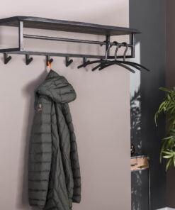 Køb Acai87 - Hattehylde i massivt sort akacietræ med knager online billigt møbel