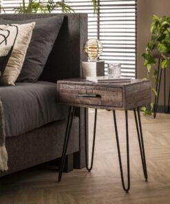 Køb Marron sengebord i grå-brun akacietræ online billigt møbel