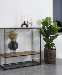 Køb Zeta - Konsolbord i sort metal og egetræslook online billigt møbel