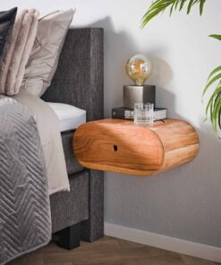 Køb Bali - Sengebord med vægophæng i akacietræ online billigt møbel