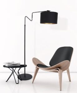 Køb Delon - Gulvlampe i metal og sort stof online billigt møbel