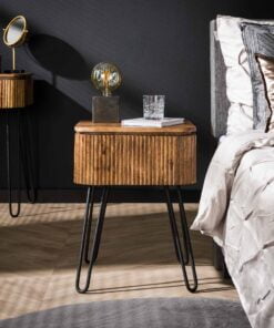 Køb Zanzibar - Sengebord i massiv mangotræ med metalben online billigt møbel