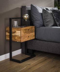 Køb Trixx- Sengebord med to skuffer i akacietræ online billigt møbel