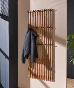 Køb Azur - Knagerække i massivt sandfarvet mangotræ med 14 kroge i patineret metal online billigt møbel