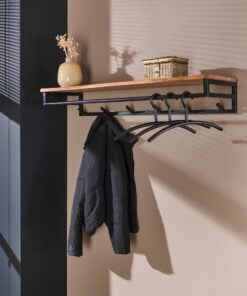 Køb Acai98 - Hattehylde i massivt akacietræ med seks knager online billigt møbel