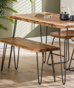 Køb Delaila - Spisebordsbænk i massiv akacietræ og metal online billigt møbel