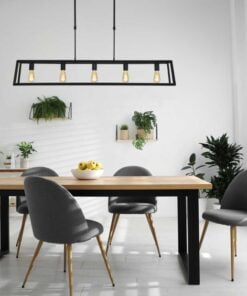 Køb Hause -industrilampe i sort metal til 5 pærer online billigt møbel