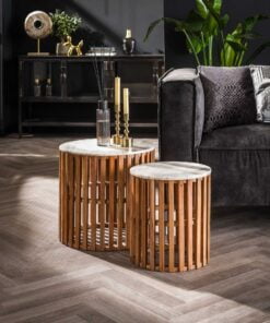 Køb Sundown - Sofabordssæt i mangotræ og hvid marmor