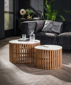 Køb Sundown - Sofabordssæt i mangotræ og hvid marmor