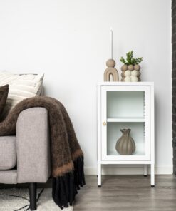 Køb Calaf -  Skab i hvid metal med glaslåge online billigt møbel