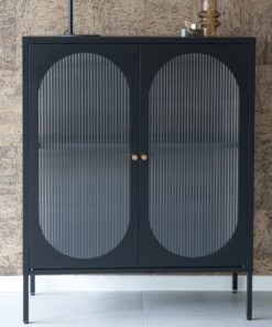 Køb Castelli - Vitrineskab i metal og riflet glas