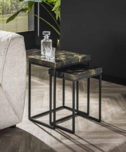 Køb Collins - Indskudsbord i sort og guld lakeret teaktræ online billigt møbel