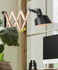 Køb Edwina- væglampe i træ og sort metal online billigt møbel