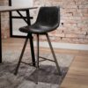 Køb Barney- 4 Barstole i metal og sort læder online billigt møbel