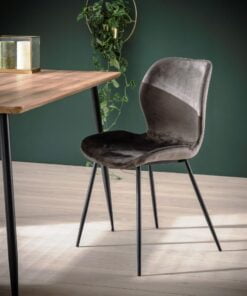 Køb Blues- 4 Spisebordsstole i antracit grå velour og metal online billigt møbel