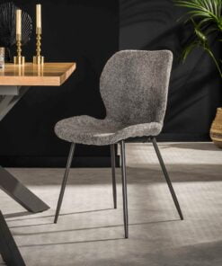 Køb Blues- 4 Spisebordsstole i grå boucle og metal online billigt møbel