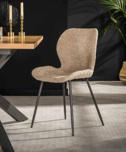 Køb Blues- 4 Spisebordsstole i sand farvet boucle og metal online billigt møbel