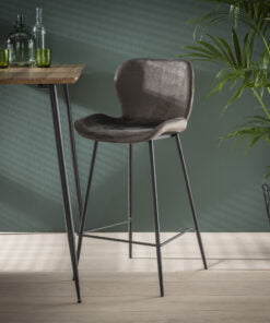 Køb Blues- 4 Barstole  i antracit grå velour og metal online billigt møbel