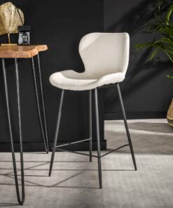 Køb Blues- 4 Barstole  i hvid boucle og metal online billigt møbel