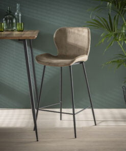 Køb Blues- 4 Barstole i champagne farvet velour og metal online billigt møbel