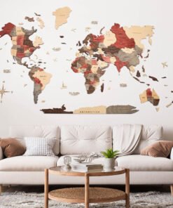 Køb 3D Verdenskort Birk Fusion Medium (100 x 60 cm) online billigt møbel