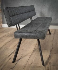 Køb Dekker - Bænk i sort imiteret læder med længde 150 cm online billigt møbel