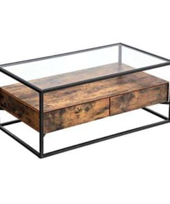 Køb Sofabord vintage 106 cm med glasplade online billigt møbel