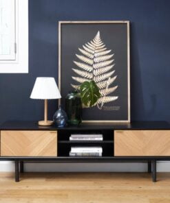 Køb Moraine - TV-bord i egefiner og sort metal online billigt møbel