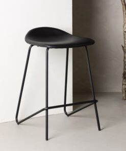 Køb Otis- 2 Barstole i sort kunstlæder og metal online billigt møbel