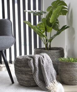 Køb Columbine -  Kurvesæt med tre kurve i grå majsblade online billigt møbel